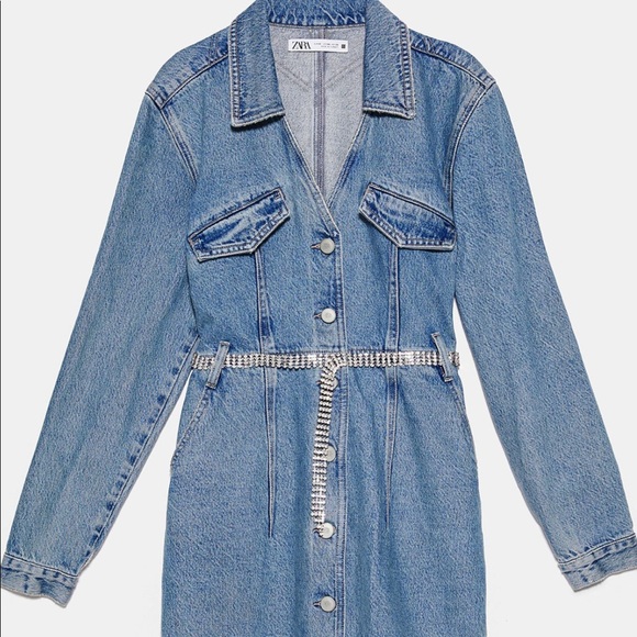 Zara Diamond Belt Denim Dress 